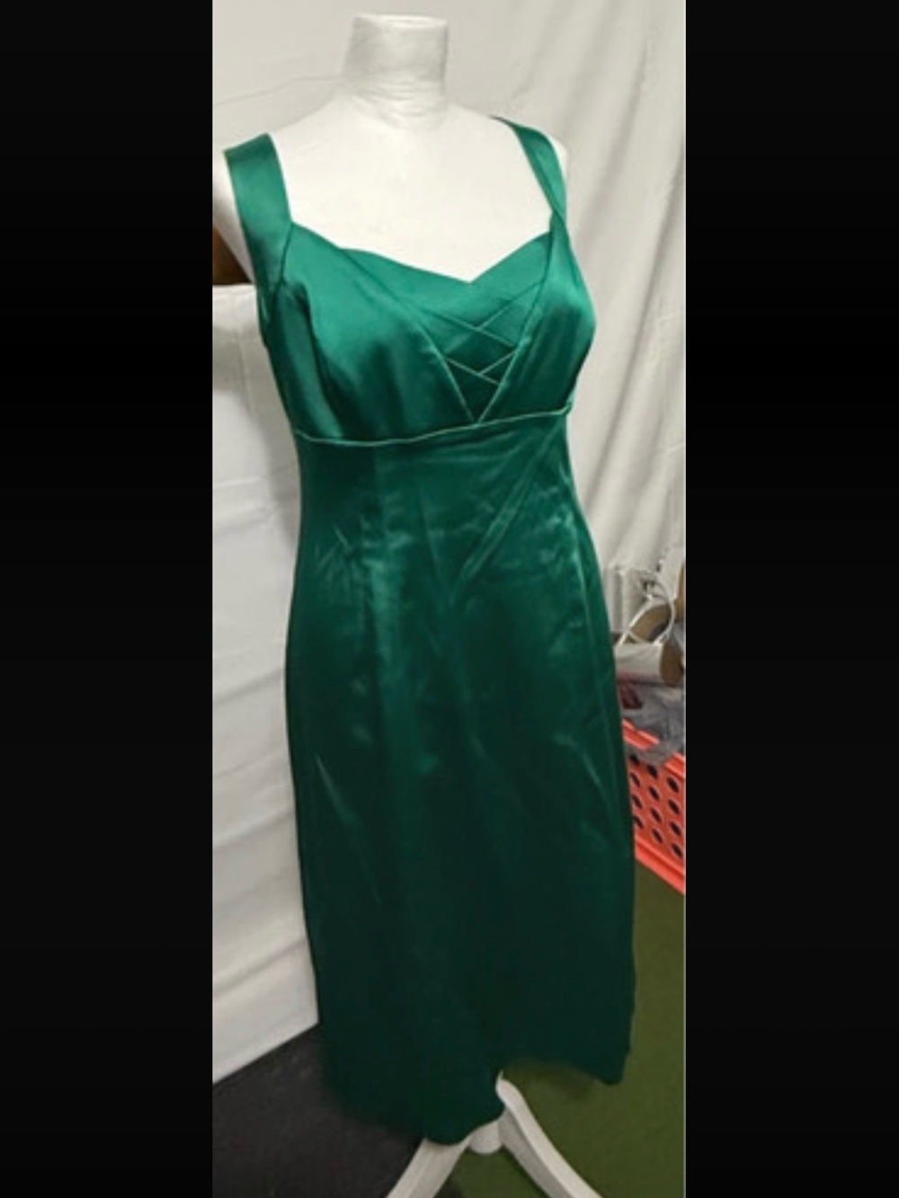 Calvin Klein Emerald Green Satin Midi Dress